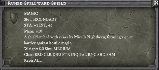 RUNED SPELLWARD SHIELD item card